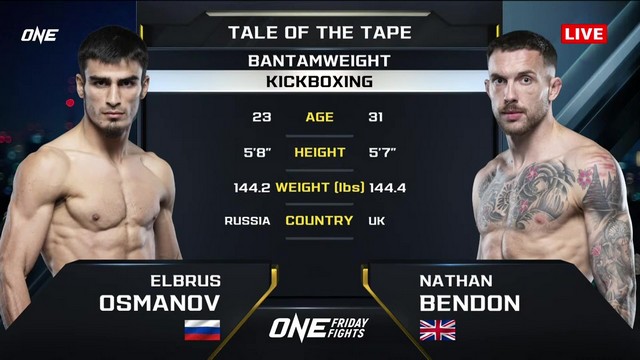 ONE Friday Fights 92 - Nathan Bendon vs Elbrus Osmanov - December 20, 2024