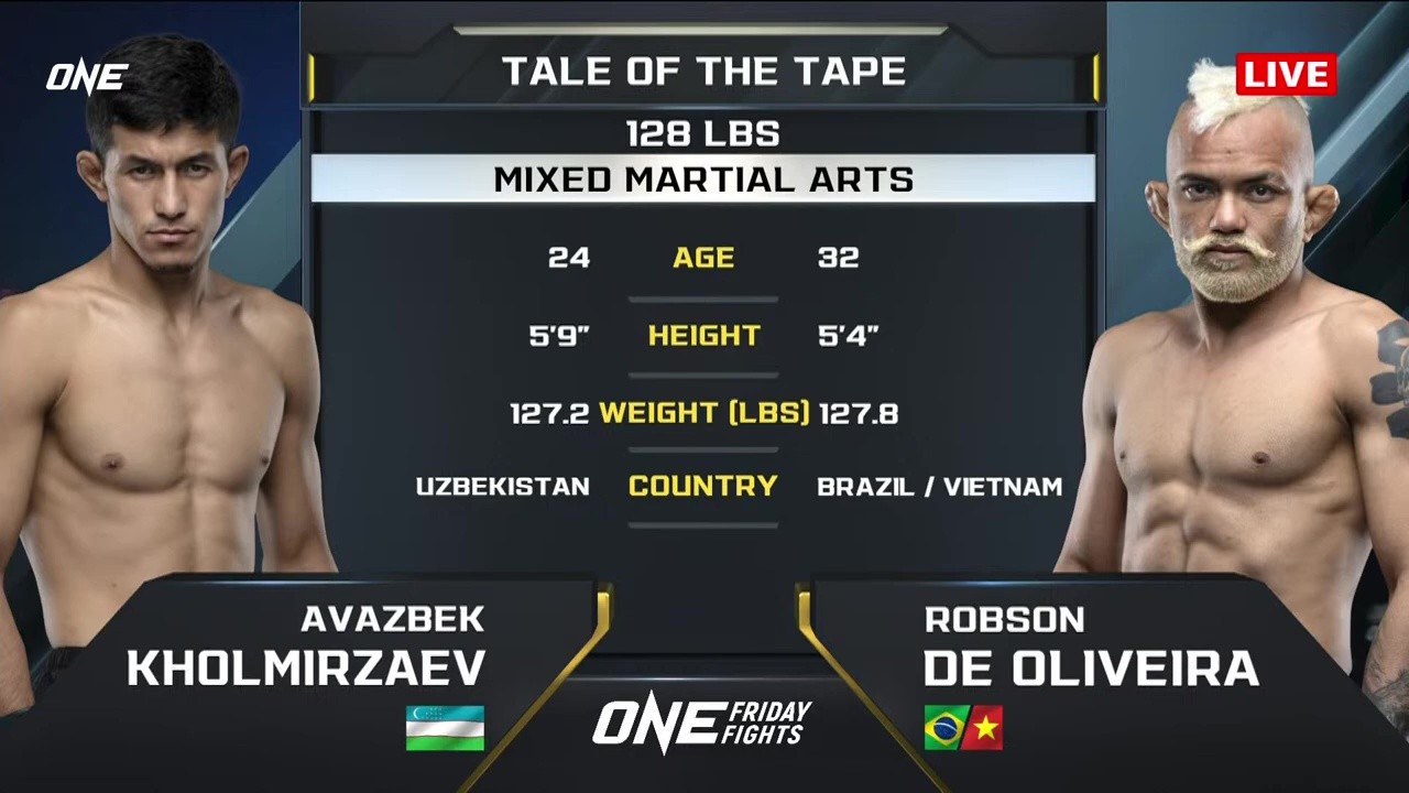 One Friday Fights 107 - Avazbek Kholmirzaev vs Robson de Oliveira - May 9, 2025