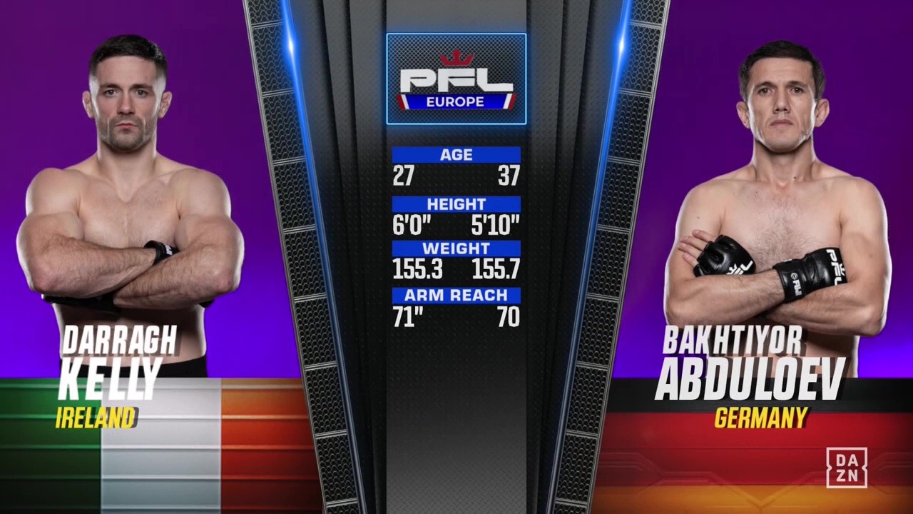 PFL Europe 3 - Darragh Kelly vs Bakhtiyar Abdulaev - September 26, 2025