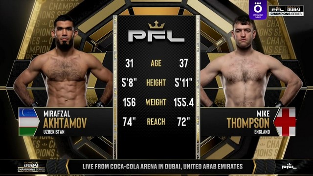 PFL Road to Dubai Champions Series - Mirafzal Akhtamov vs Mike Thompson - January 25, 2025