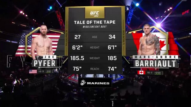 UFC 303 - Joe Pyfer vs Marc-André Barriault - June 29, 2024