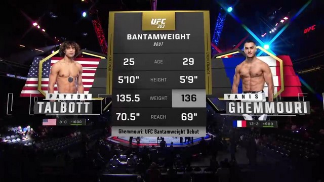 UFC 303 - Payton Talbott vs Yanis Ghemmouri - June 29, 2024