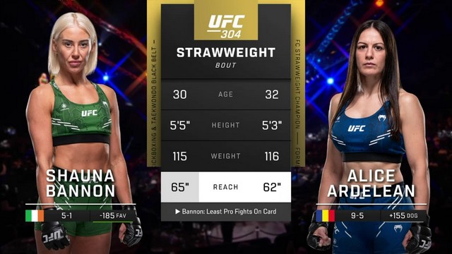 UFC 304 - Shauna Bannon vs Alice Ardelean - July 27, 2024