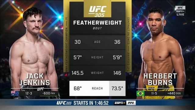 UFC 305 - Jack Jenkins vs Herbert Burns - August 17, 2024