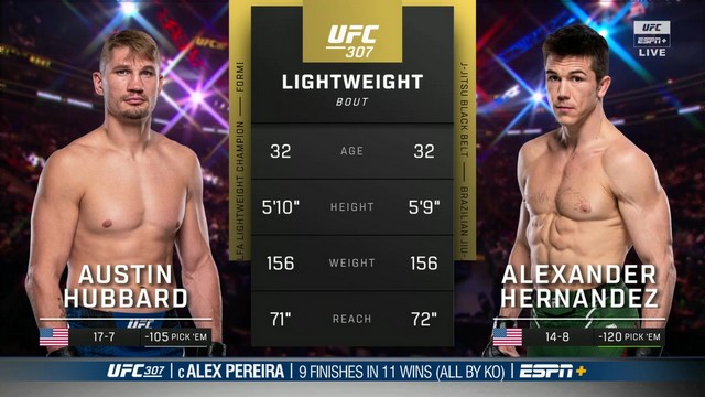 UFC 307 - Alexander Hernandez vs Austin Hubbard - October 5, 2024