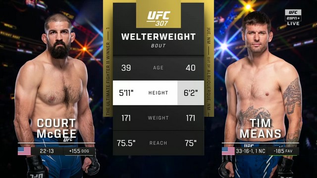 UFC 307 - Tim Means vs Court McGee - October 5, 2024