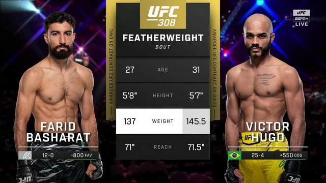 UFC 308 - Farid Basharat vs Victor Hugo - October 26, 2024