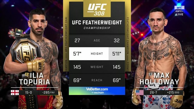 UFC 308 - Ilia Topuria vs Max Holloway - October 26, 2024