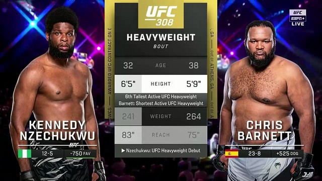 UFC 308 - Kennedy Nzechukwu vs Chris Barnett - October 26, 2024