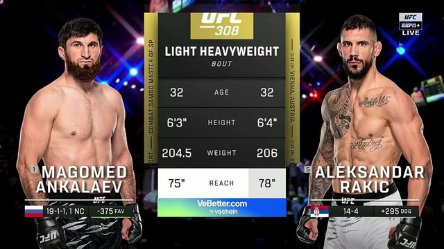 UFC 308 - Magomed Ankalaev vs Aleksandar Rakic - October 26, 2024