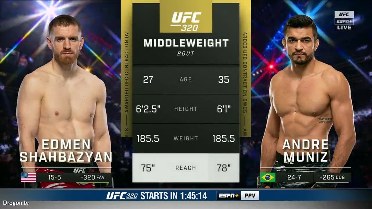 UFC 320 - Edmen Shahbazyan vs Andre Muniz - October 4, 2025