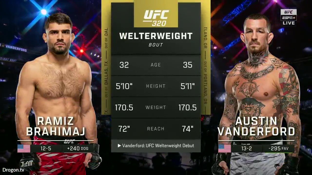 UFC 320 - Ramiz Brahimaj vs Austin Vanderford - October 4, 2025