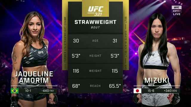 UFC 321 - Jaqueline Amorim vs Mizuki - October 25, 2025