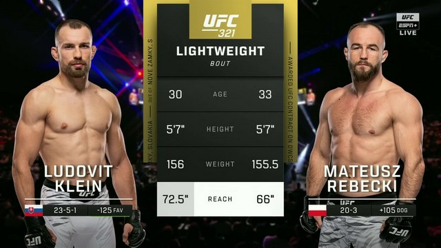 UFC 321 - Ludovit Klein vs Mateusz Rebecki - October 25, 2025