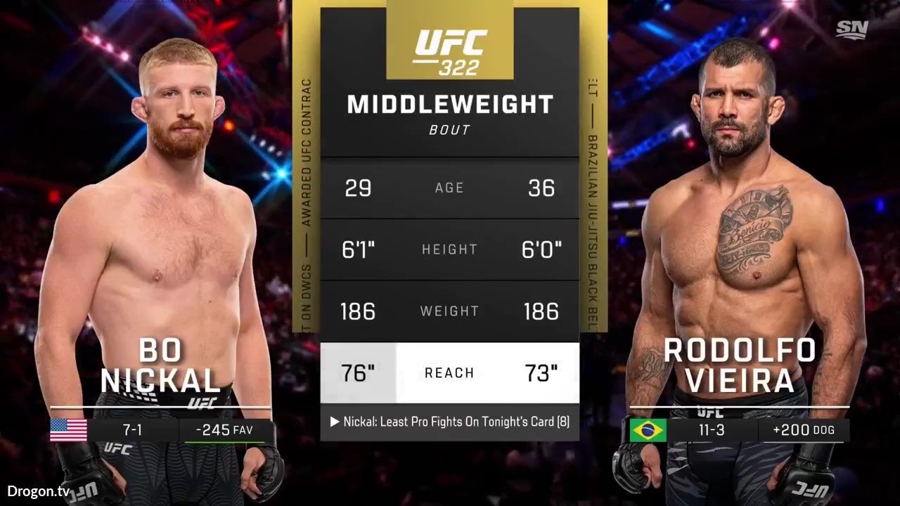 UFC 322 - Bo Nickal vs Rodolfo Vieira - November 15, 2025