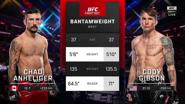 UFC Fight Night - Chad Anheliger vs Cody Gibson - November 2, 2024