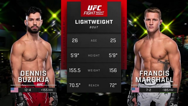 UFC Fight Night - Dennis Buzukja vs Francis Marshall - August 24, 2024