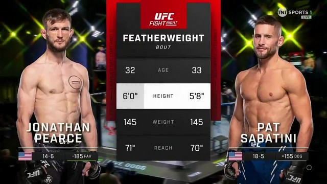 UFC Fight Night - Jonathan Pearce vs Pat Sabatini - October 12, 2024