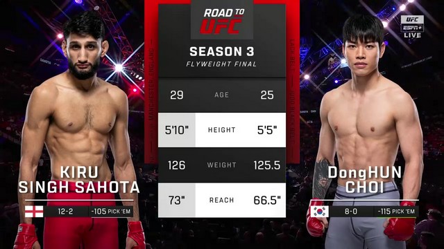 UFC Fight Night - Kiru Sahota vs Dong Hoon Choi - November 23, 2024