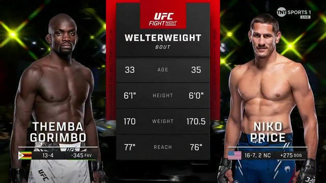 UFC Fight Night - Niko Price vs Themba Gorimbo - October 12, 2024