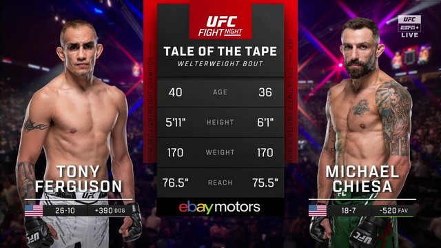 UFC Fight Night - Tony Ferguson vs Michael Chiesa - August 2, 2024