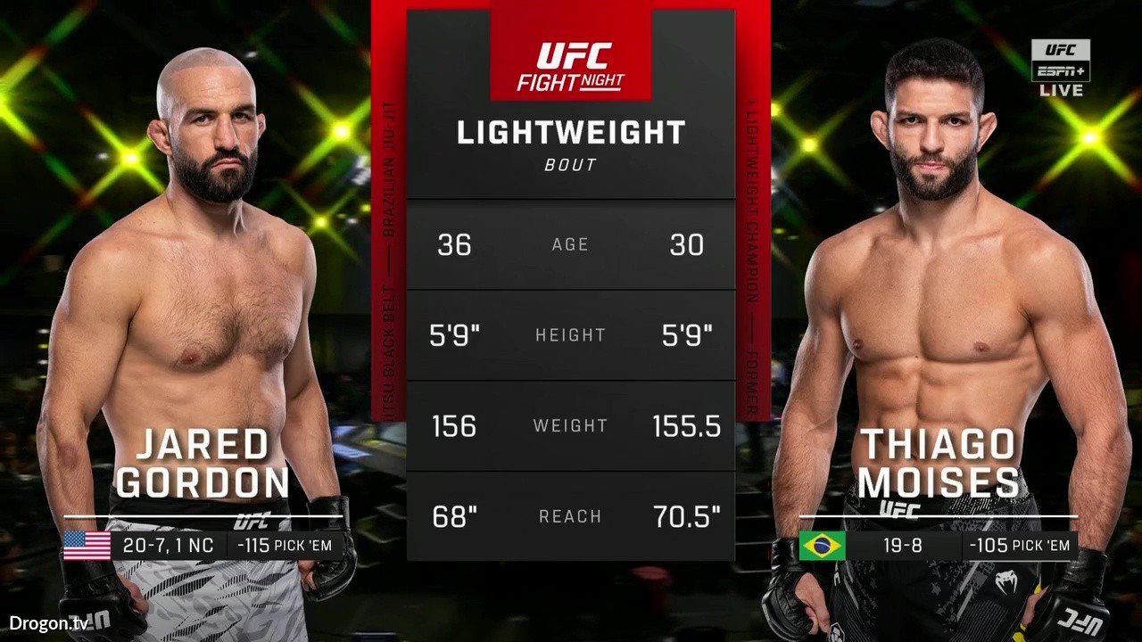 UFC Fight Night 256 - Jared Gordon vs Thiago Moises - May 17, 2025