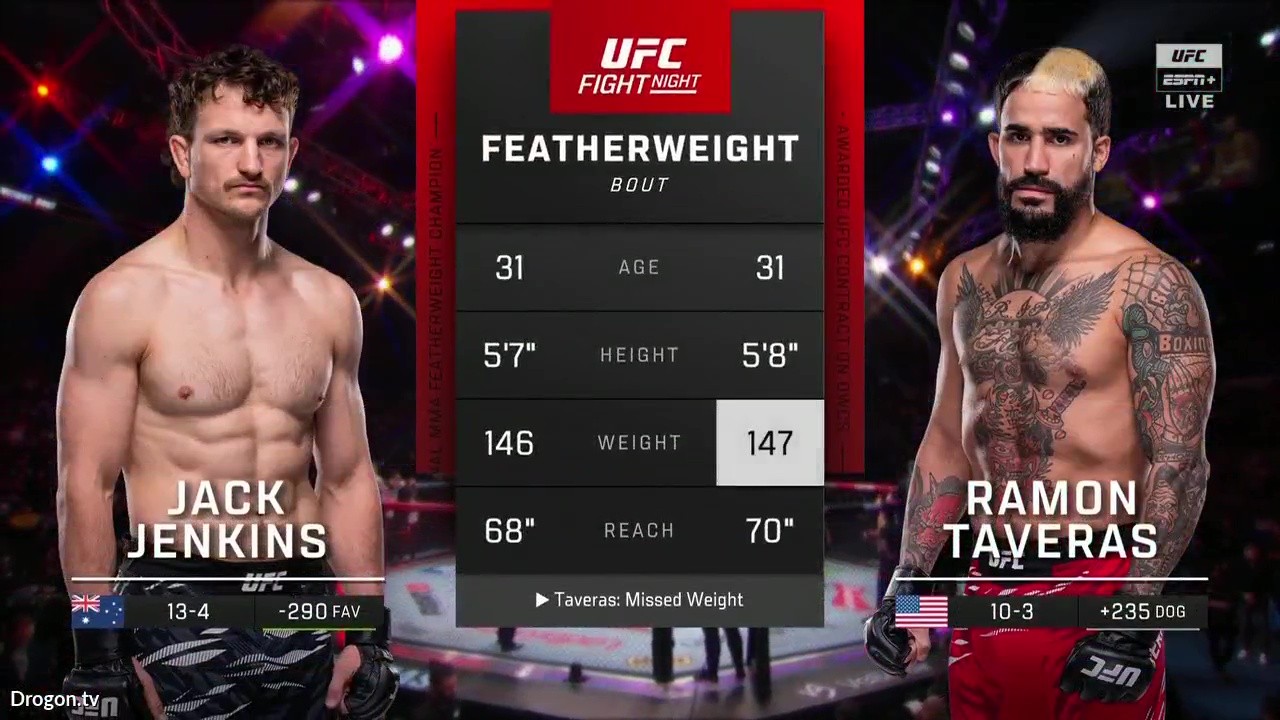 UFC Fight Night 260 - Jack Jenkins vs Ramon Taveras - September 27, 2025