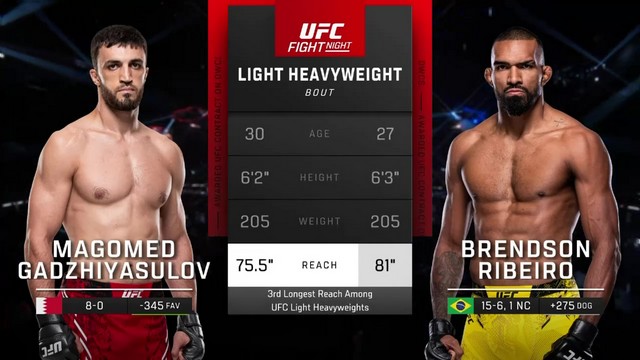 UFC on ABC 6 - Magomed Gadzhiyasulov vs Brendson Ribeiro - June 22, 2024