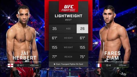 UFC Fight Night 224 - Jai Herbert vs Fares Ziam - July 22, 2023