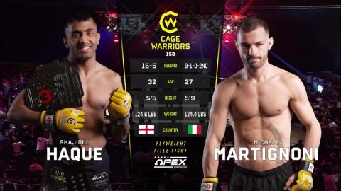 Cage Warriors 158 - Shajidul Haque vs Michele Martignoni - July 28, 2023