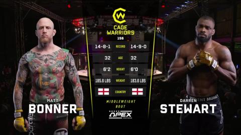 Cage Warriors 156 - Darren Stewart vs Matthew Bonner - June 30, 2023