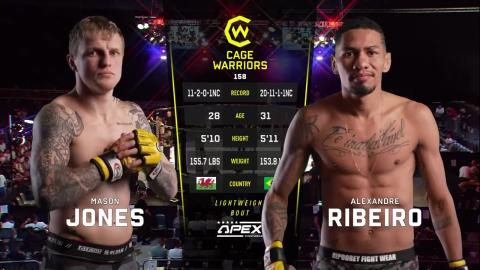 Cage Warriors 158 - Mason Jones vs Alexandre Ribeiro - July 28, 2023