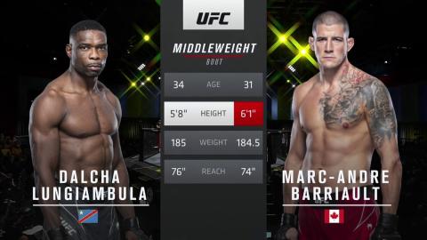 UFCFN 191 - Dalcha Lungiambula vs Marc Andre Barriault - Sep 4, 2021