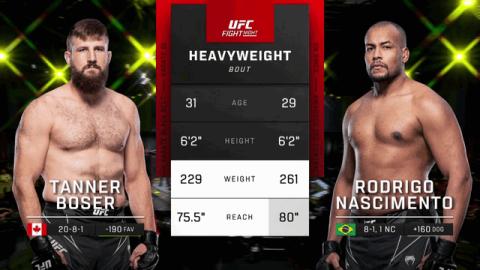UFCFN 210 - Tanner Boser vs Rodrigo Nascimento - Sept 17, 2022