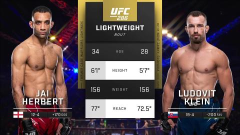 UFC 286 - Jai Herbert vs Ludovit Klein - Mar 18, 2023