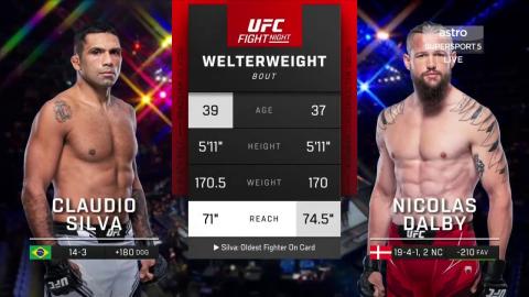 UFCFN 208 : Claudio Silva vs Nicolas Dalby - Jul 23, 2022