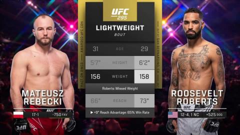 UFC 295 - Mateusz Rebecki vs Roosevelt Roberts - November 11, 2023
