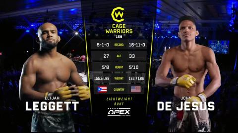 Cage Warriors 159 - John De Jesus vs Elijah Leggett - September 7, 2023