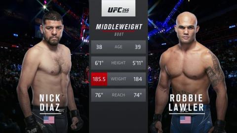 UFC 266 : Nick Diaz vs Robbie Lawler - Sep 26, 2021