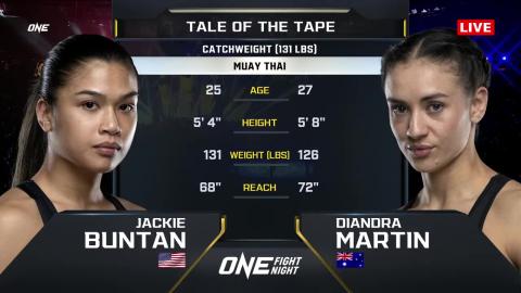 ONE Fight Night 10 - Jackie Buntan vs Diandra Martin - May 5, 2023