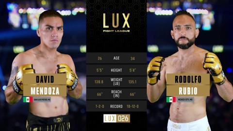 LUX 26 - Rodolfo Rubio Perez vs David Mendoza - Sep 02, 2022