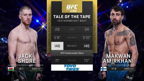 UFC 286 - Jack Shore vs Makwan Amirkhani - Mar 18, 2023
