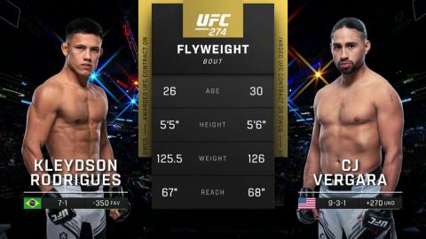 UFC 274 : Kleydson Rodrigues vs CJ Vergara - May 7, 2022