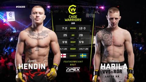 Cage Warriors 160 - James Hendin vs Tobias Harila - September 28, 2023