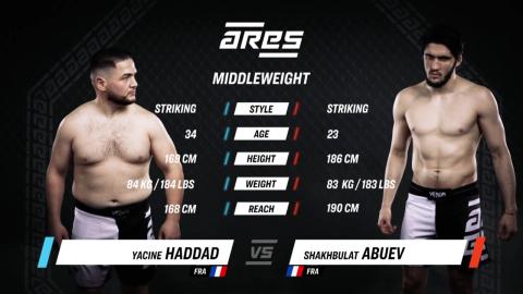 Ares FC 10 - Yacine Haddad vs Shakhbulat Abuev - Dec 08, 2022