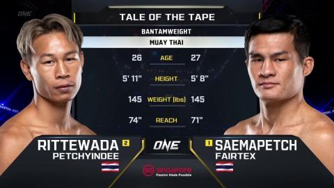 ONE 160 - Saemapetch Fairtex vs Rittewada Petchyindee - Aug 26, 2022