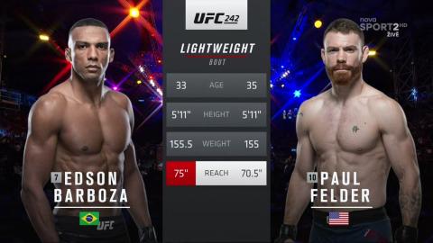 UFC 242: Edson Barboza vs Paul Felder - Sep 7, 2019
