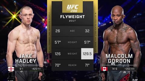 UFC 286 - Jake Hadley vs Malcolm Gordon - Mar 18, 2023