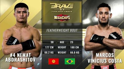 BRAVE CF 63 - Nemat Abdrashitov vs Marcos Vinicius Costa - Oct 19, 2022