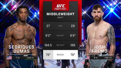 UFC Fight Night 221 - Sedriques Dumas vs Josh Fremd - Mar 11, 2023